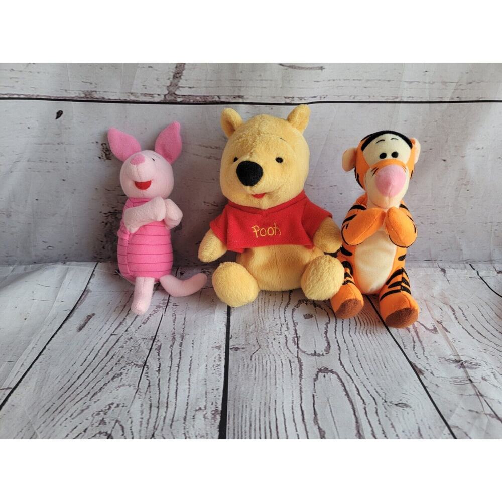 Winnie The Pooh Beanie Piglet Rattle And Pincher Tigger Hook And Loop Plush